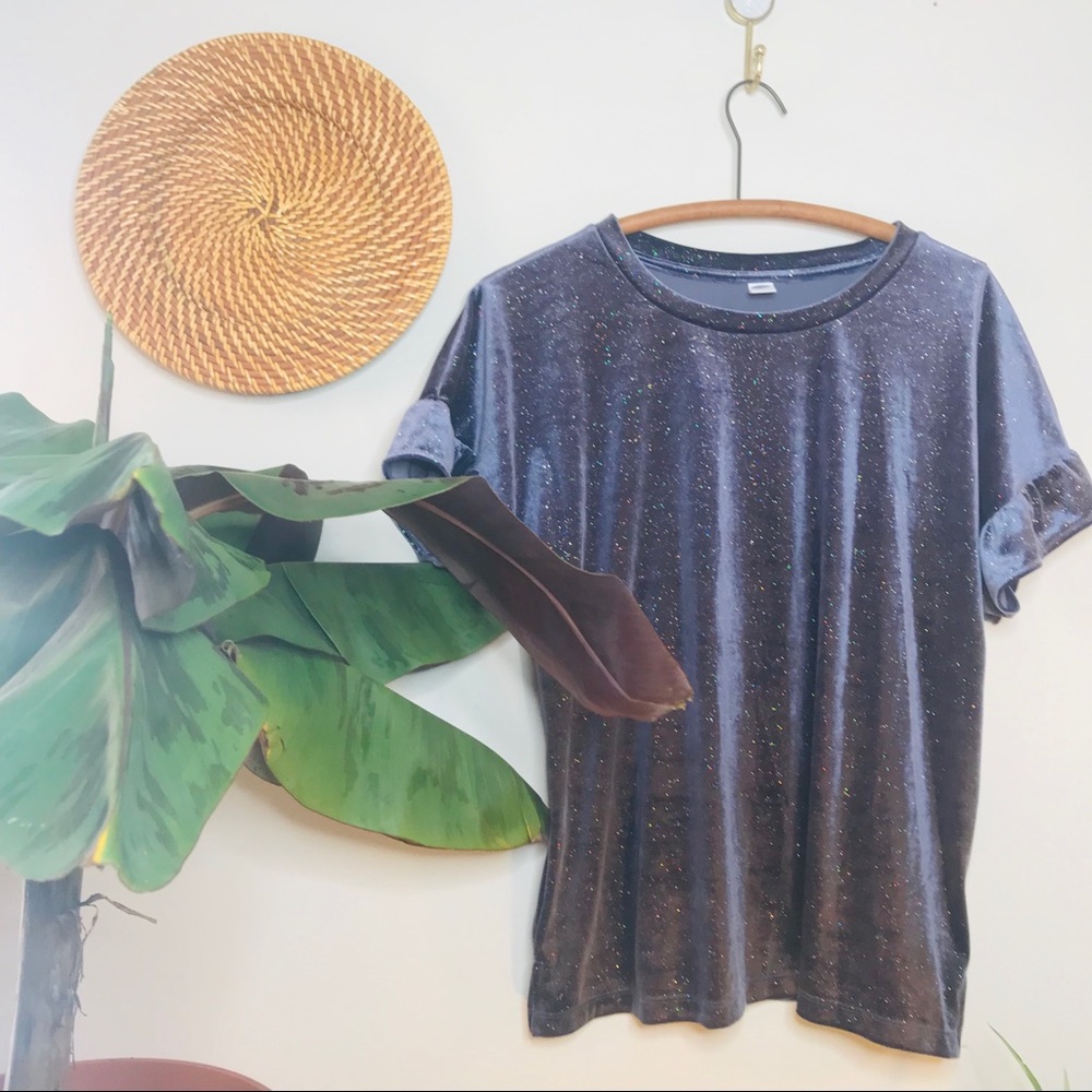 Vintage Retro 90’s Velour Shimmer Crop Top - Picture 5 of 5